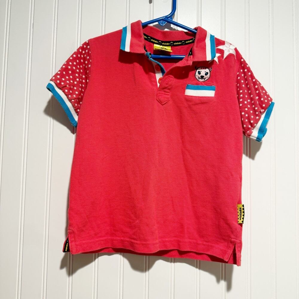Elstinko Red Star Print Polo Shirt Boys Medium